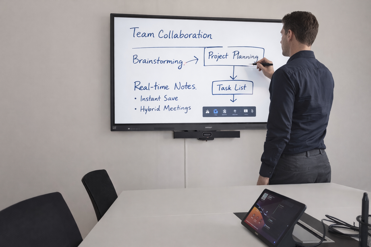 Interactive 4K display with digital whiteboard functionality